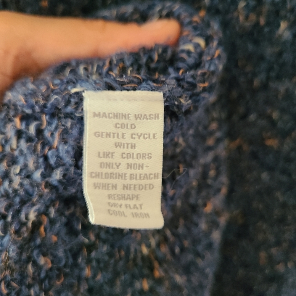 CHARTER CLUB long sleeves blue V-neck sweater - Picture 4 of 4